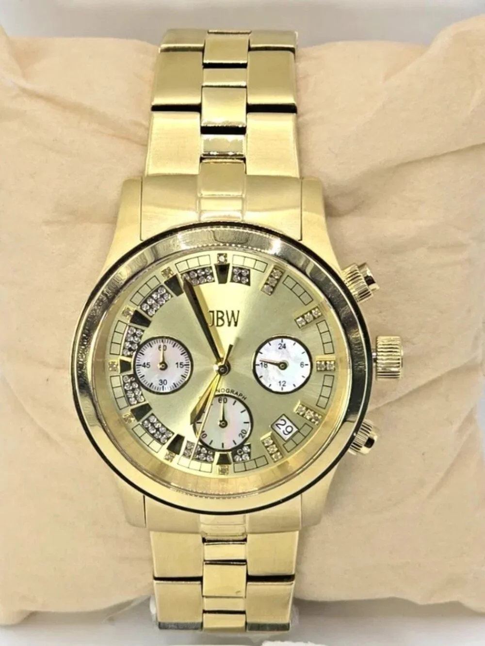 JBW Alessandra JB-6217-E Gold Tone Diamond Chronograph Womens Watch 38mm